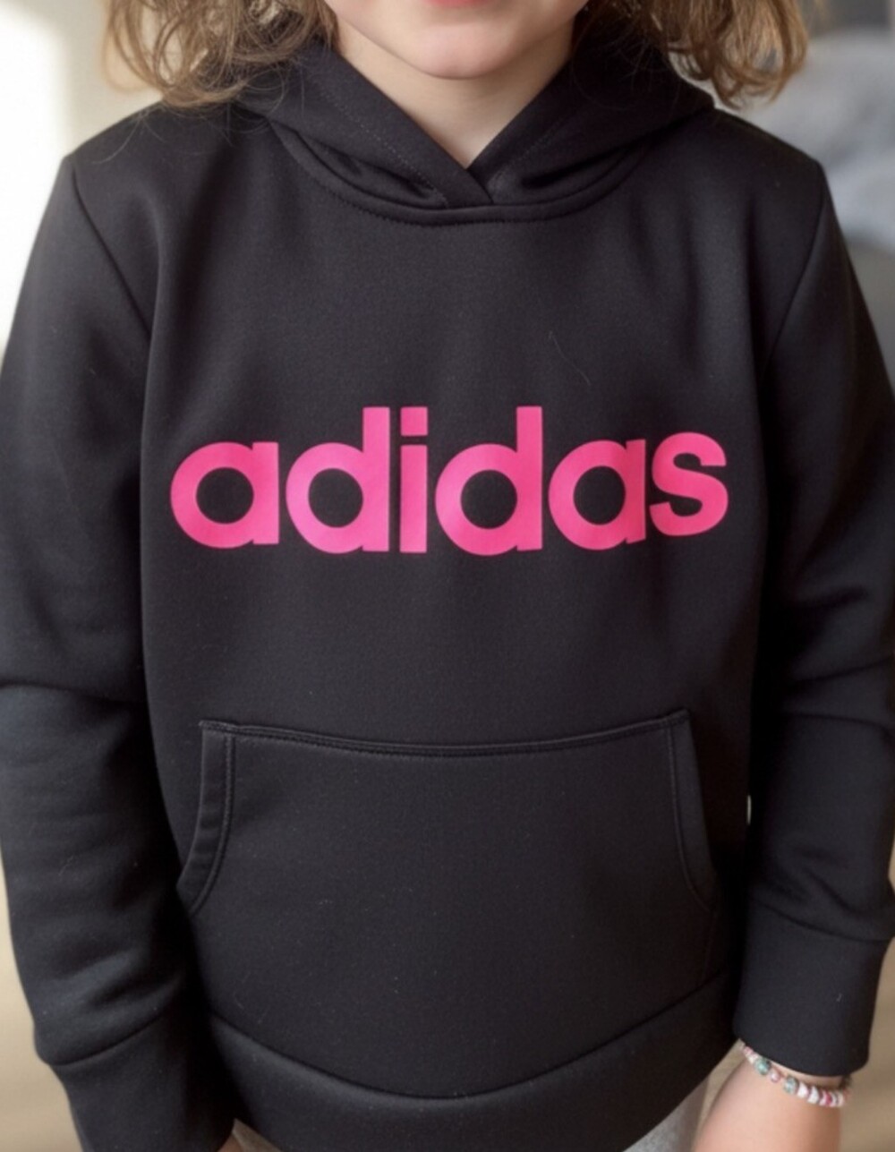 Adidas Kids Black Hoodie with Pink Logo size 10 12